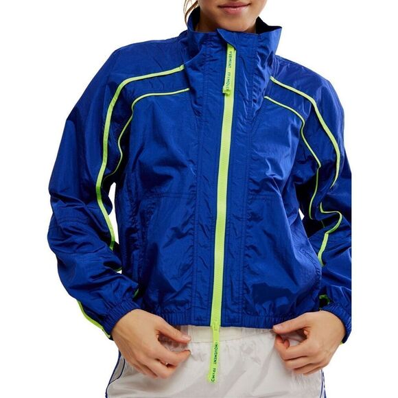 Free People Jackets & Blazers - FP Movement Varsity Blues Jacket Womens S Sapphire Neon Green NWT Sporty